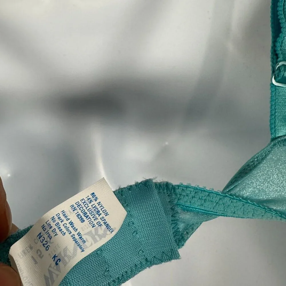 New Vintage Warners 34D Womens Bra Blue Sheer‎ 1516 Adjustable Underwire